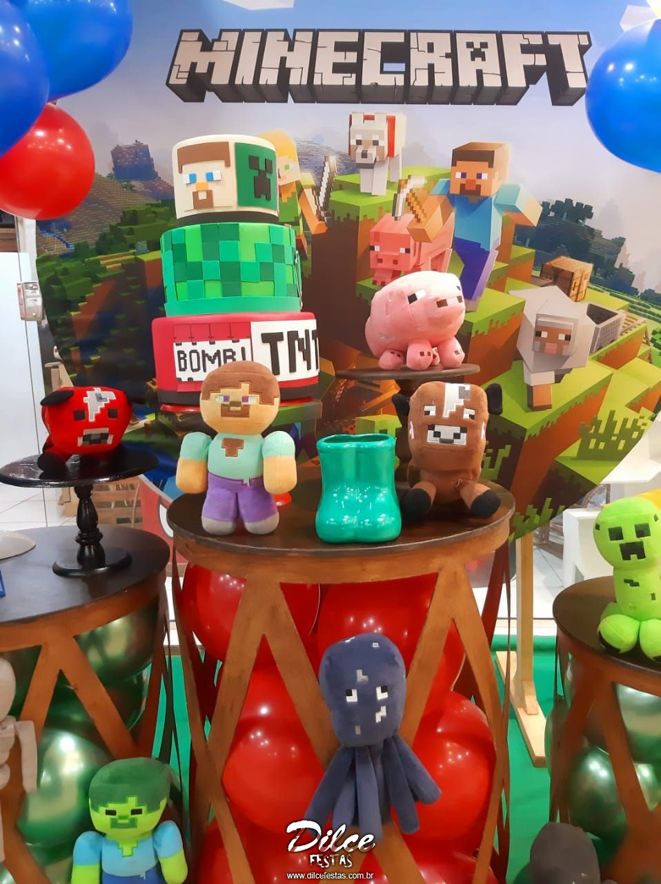 Minecraft Menina Com Painel Redondo Álbum I – Dilce Festas