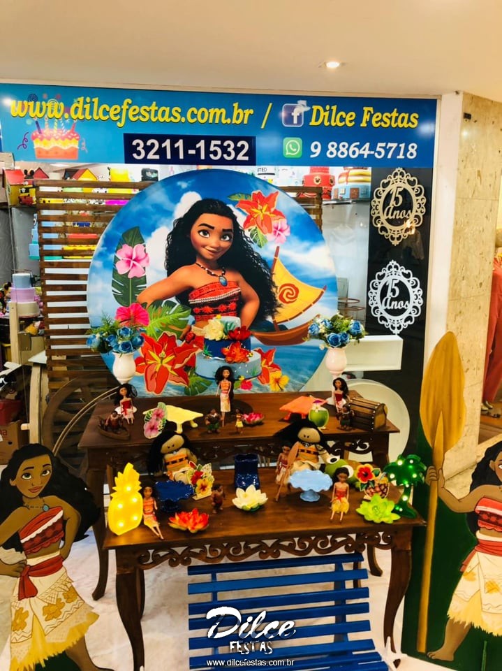 Moana Adulta Com Painel Redondo Álbum I – Dilce Festas