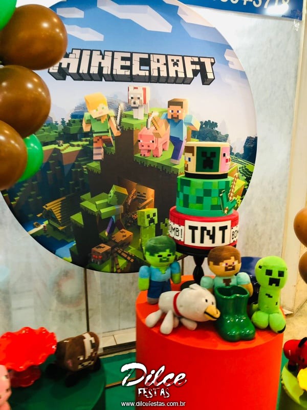 Minecraft Com Painel Redondo Álbum III – Dilce Festas